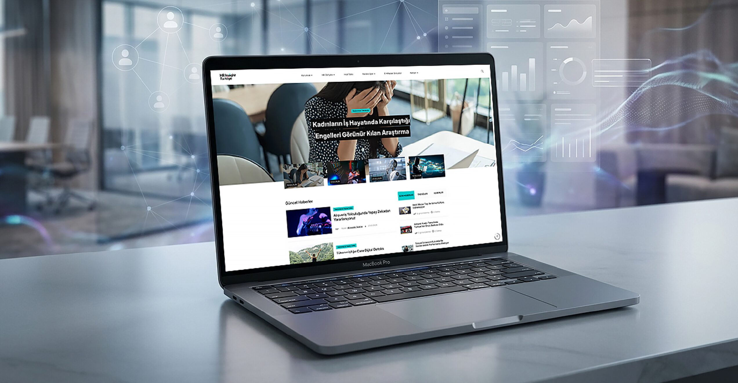 HR Insight Türkiye dijital yayın platformunun dizüstü bilgisayardaki görünümü