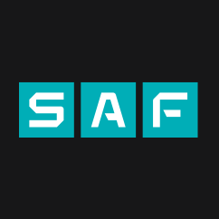 SAF markasının turkuaz kare logosu