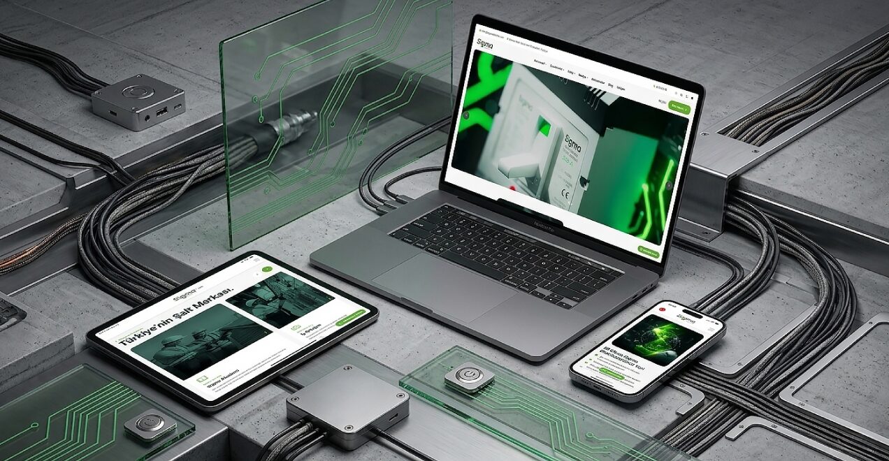 Sigma Elektrik web sitesinin dizüstü, tablet ve telefon ekranlarındaki görünümü