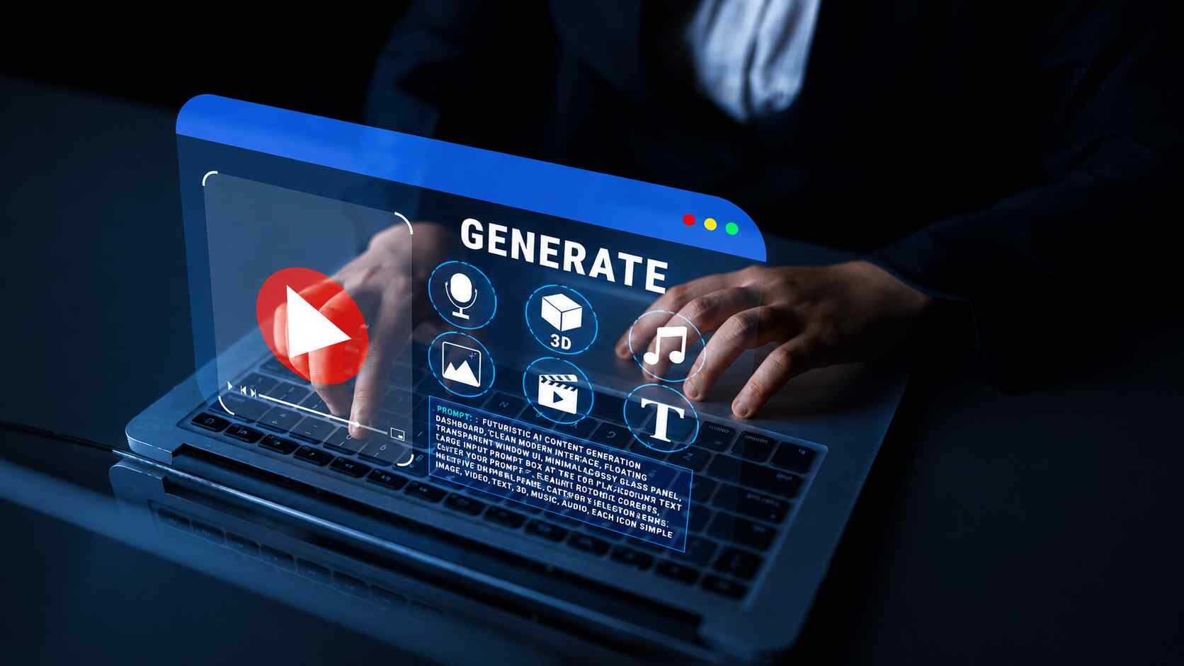 Yapay zeka ile görsel ve video üreten dijital arayüz ekranı