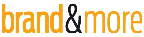 Brand&More logosu, turuncu ve siyah kelime markası