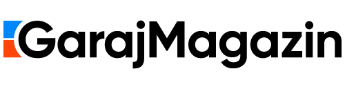 GarajMagazin logosu, mavi ve turuncu blok simgesiyle