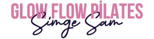 Glow Flow Pilates yazısı ve Simge Sam imzasından oluşan pembe logo