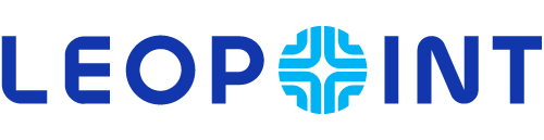 Leopoint markasının mavi ve turkuaz logosu