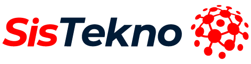 SisTekno logosu, kırmızı ağ düğümü amblemiyle